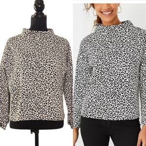 ANN TAYLOR Mock Neck Animal Print Sweater, Size Medium